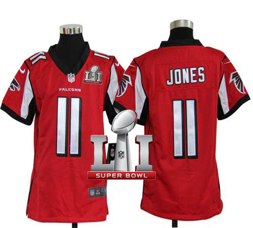 Nike Falcons #11 Julio Jones Red Team Color Super Bowl LI 51 Youth Stitched NFL Elite Jersey